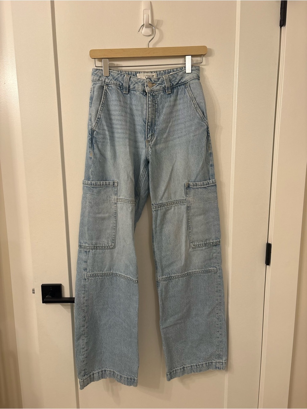 Dynamite Light Blue Wide-Leg Cargo Jeans